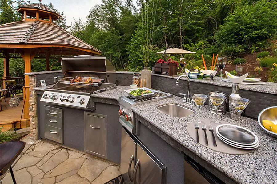 A beautiful outdoor kitchen installed