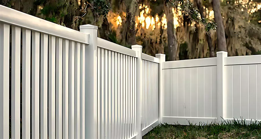 Durable white vinyl privacy fence installation by affordable fence company in Frisco TX for residential backyard