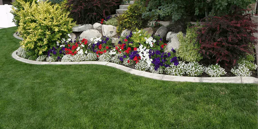 Landscape Border Stones with colorful seasonal flowers