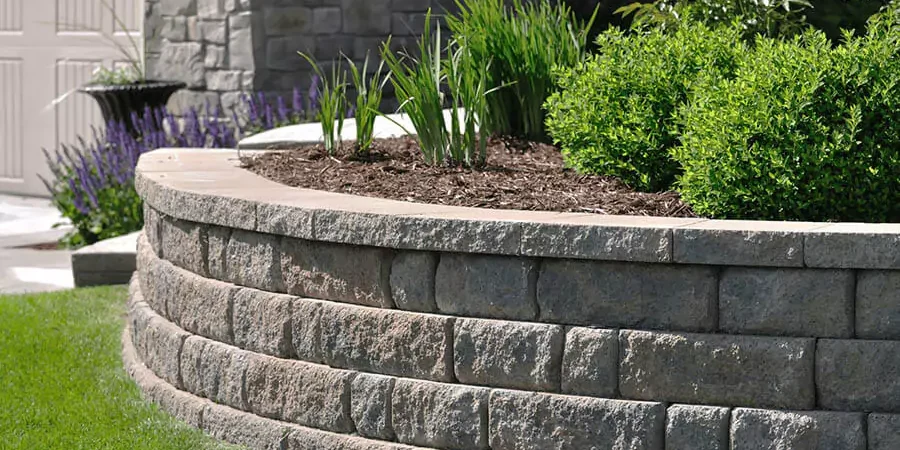 Retaining walls with green garden